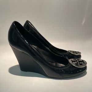 Tory Burch Black Patent Leather Wedge